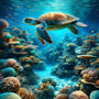 Turtle coral reef — Diamond Painting Kit design