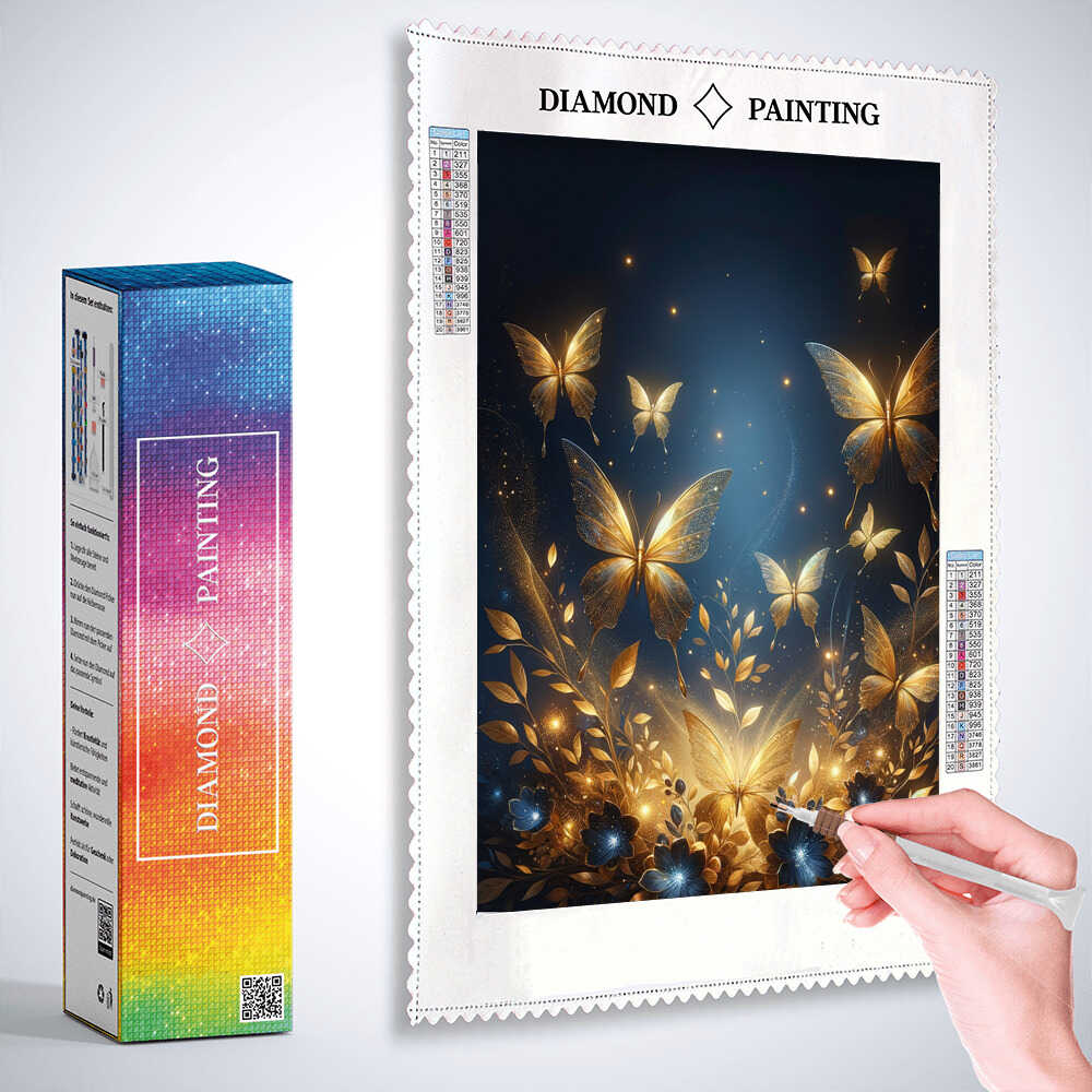 Golden Butterflies — Diamond Painting Kit, product view 3