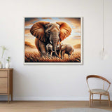 Mother Elephant with Her Calves — Diamond Painting Kit, product view 2