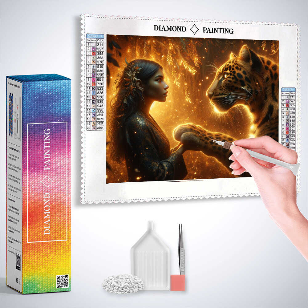 Woman and Leopard — Diamond Painting Kit, product view 3