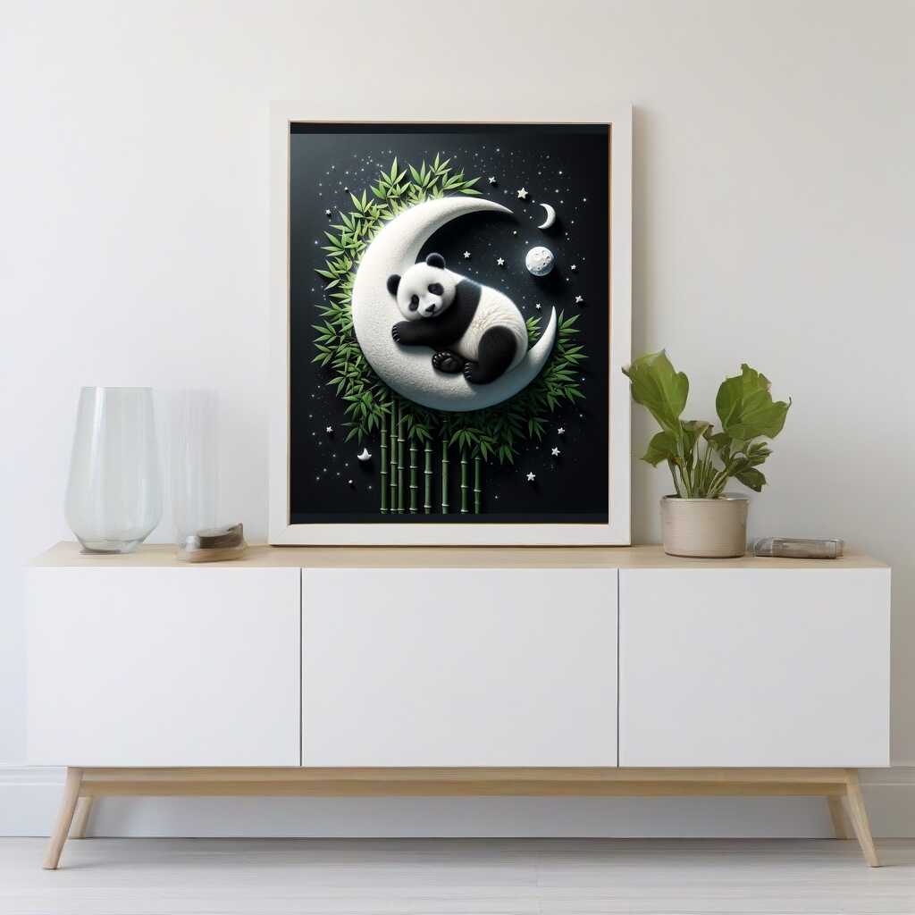 Panda bears on the moon — Diamond Painting Kit, product view 2