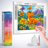 Orange Dinosaur in Spring — Diamond Painting Kit, product view 3