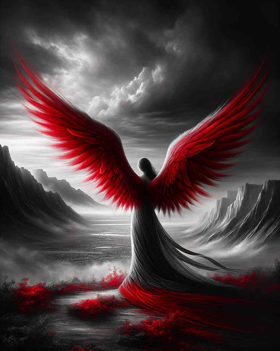 Red Wing Angel — Diamond Painting Kit design