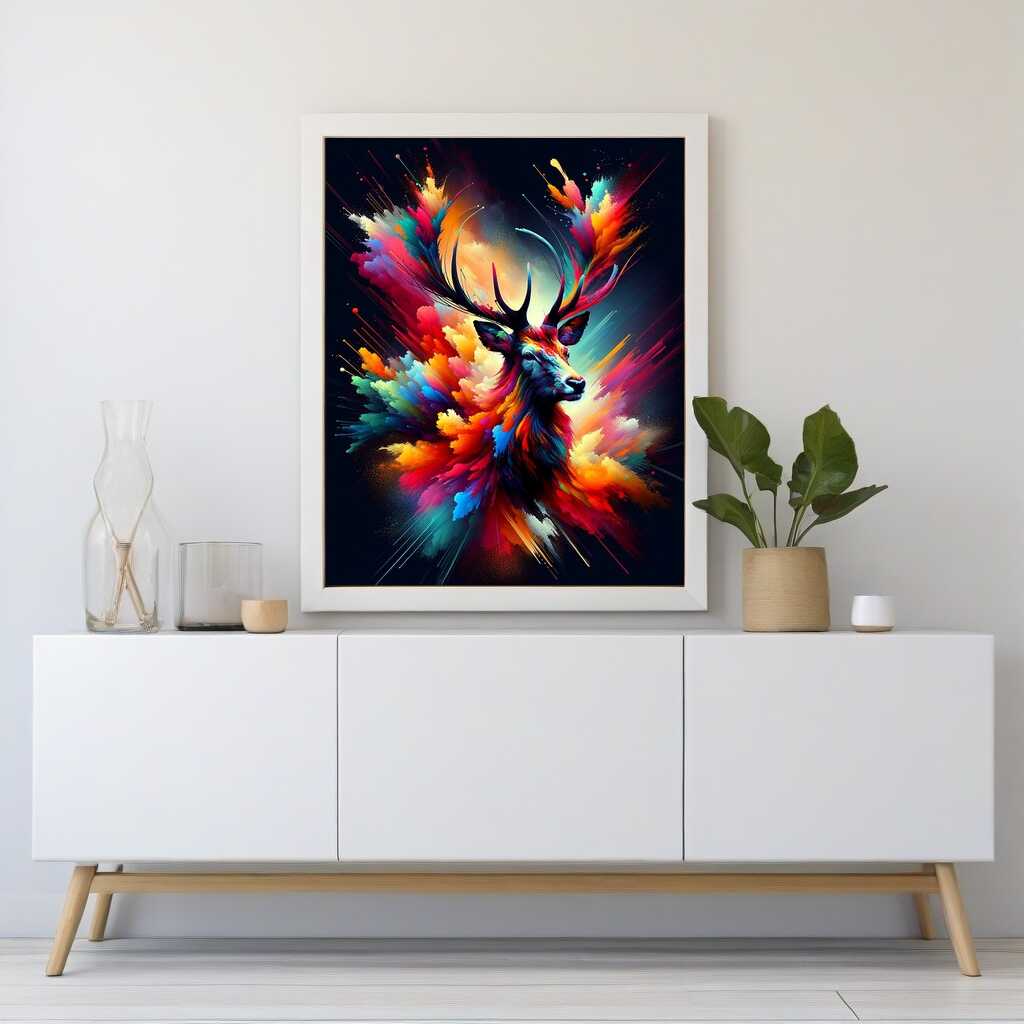 Proud deer with color accents — Diamond Painting Kit, product view 2