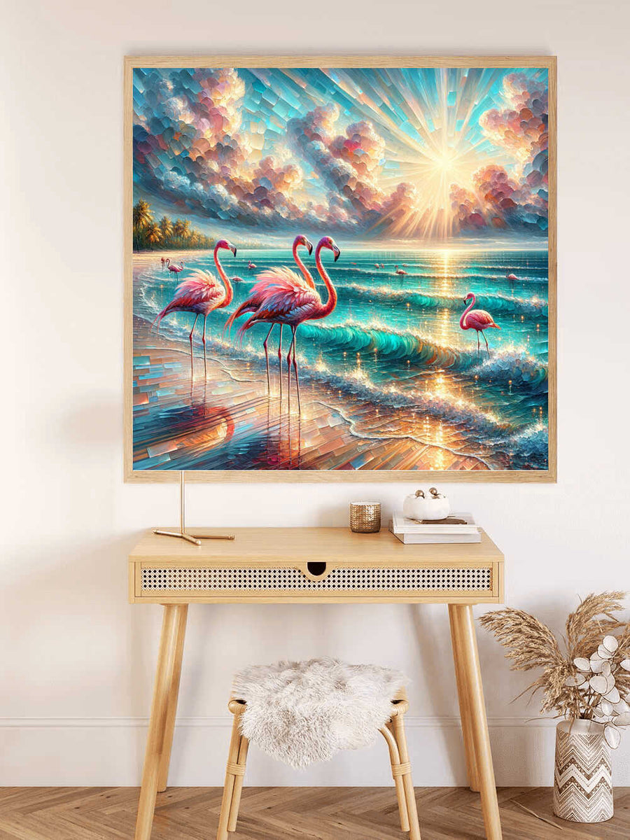 Flamingos at the sea — Diamond Painting Kit, product view 2