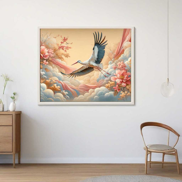 Stork in Flight — Diamond Painting Kit, product view 2