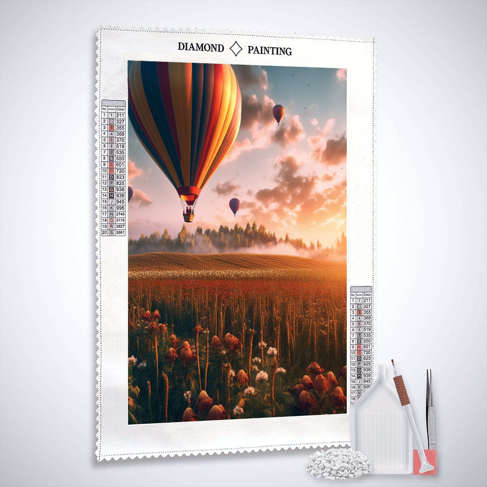 Hot air balloons over lavender fields — Diamond Painting Kit, product view 2