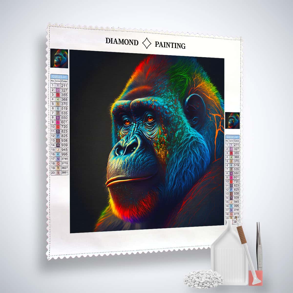 Gorilla Pensive — AB Diamond Painting Kit, product view 2