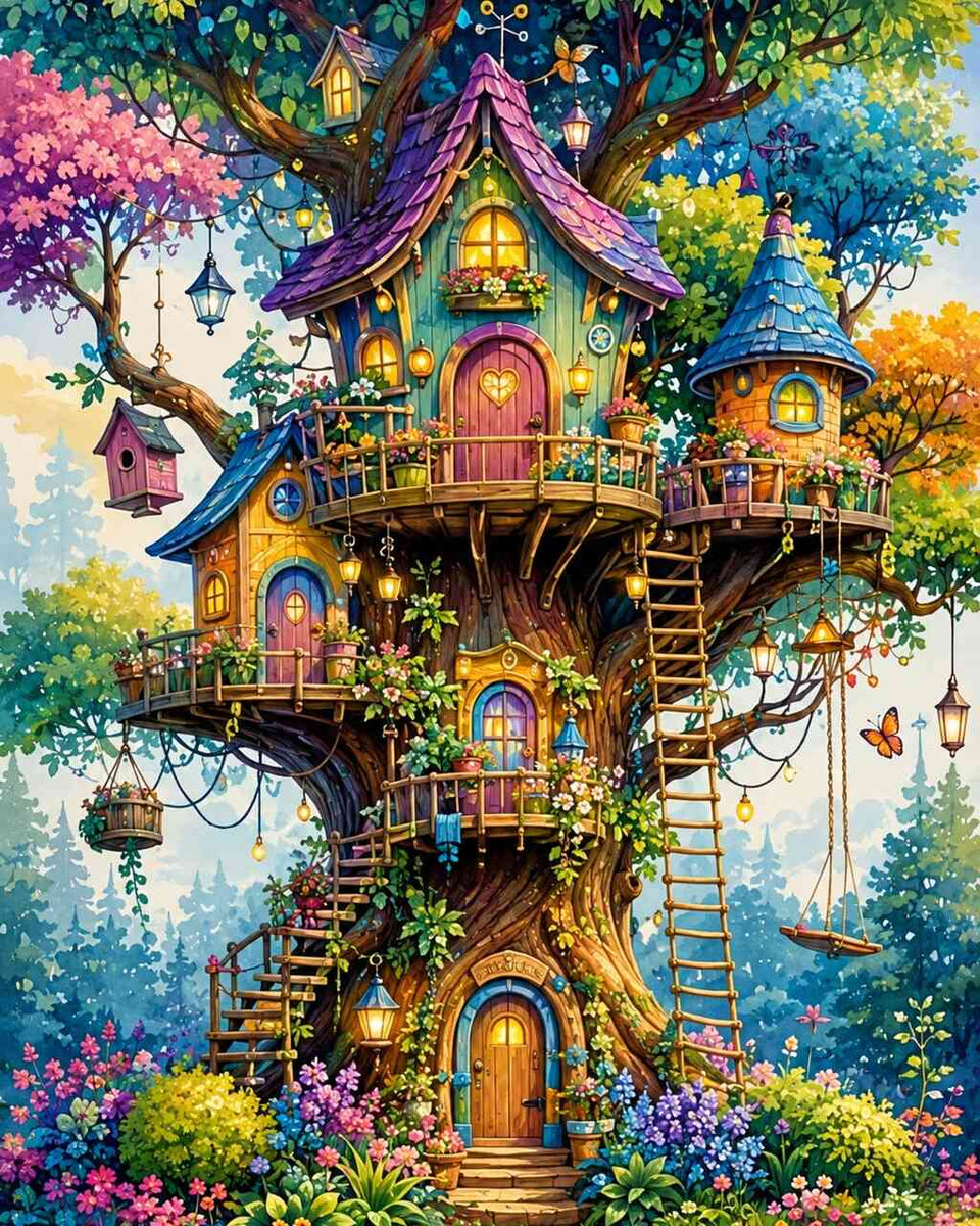 The Enchanted Treehouse (DP-8153) — Diamond Painting Kit design