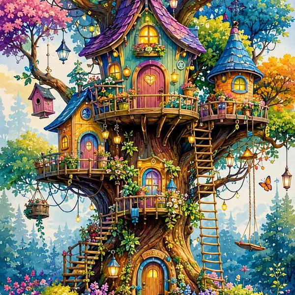 The Enchanted Treehouse (DP-8153) — Diamond Painting Kit design