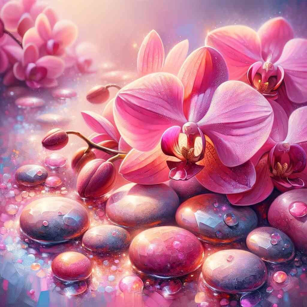 Pink Orchid Stones — Diamond Painting Kit design