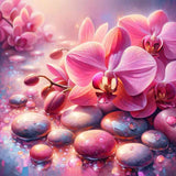 Pink Orchid Stones — Diamond Painting Kit design