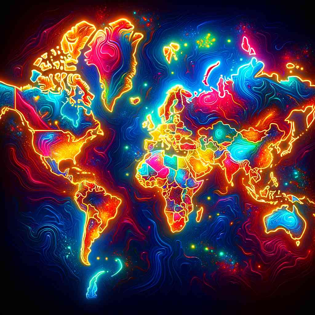 The Luminous World Map — Diamond Painting Kit design