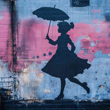 Dancing in Shadow and Rain, Street Art Style — Diamond Painting Kit design