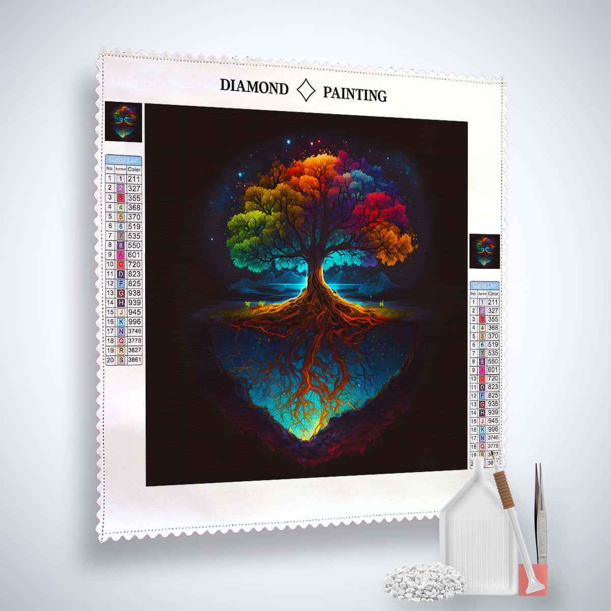 Colorful tree in the night — AB Diamond Painting Kit, product view 2