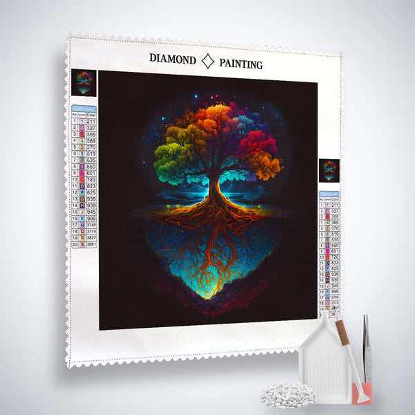 Colorful tree in the night — AB Diamond Painting Kit, product view 2