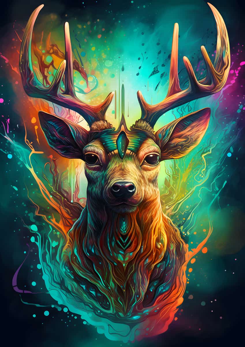 Deer Portrait colorful — AB Diamond Painting Kit design