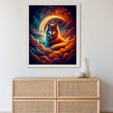 Wolf with crescent moon — Diamond Painting Kit, product view 2