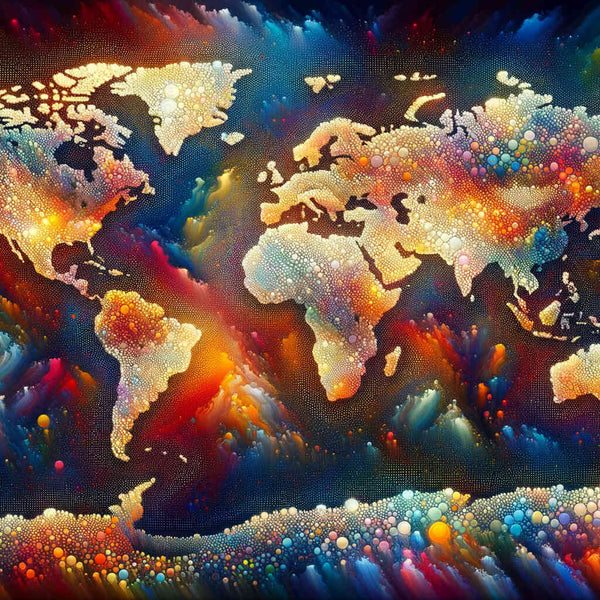 World Map in Splashes of Color — Diamond Painting Kit design
