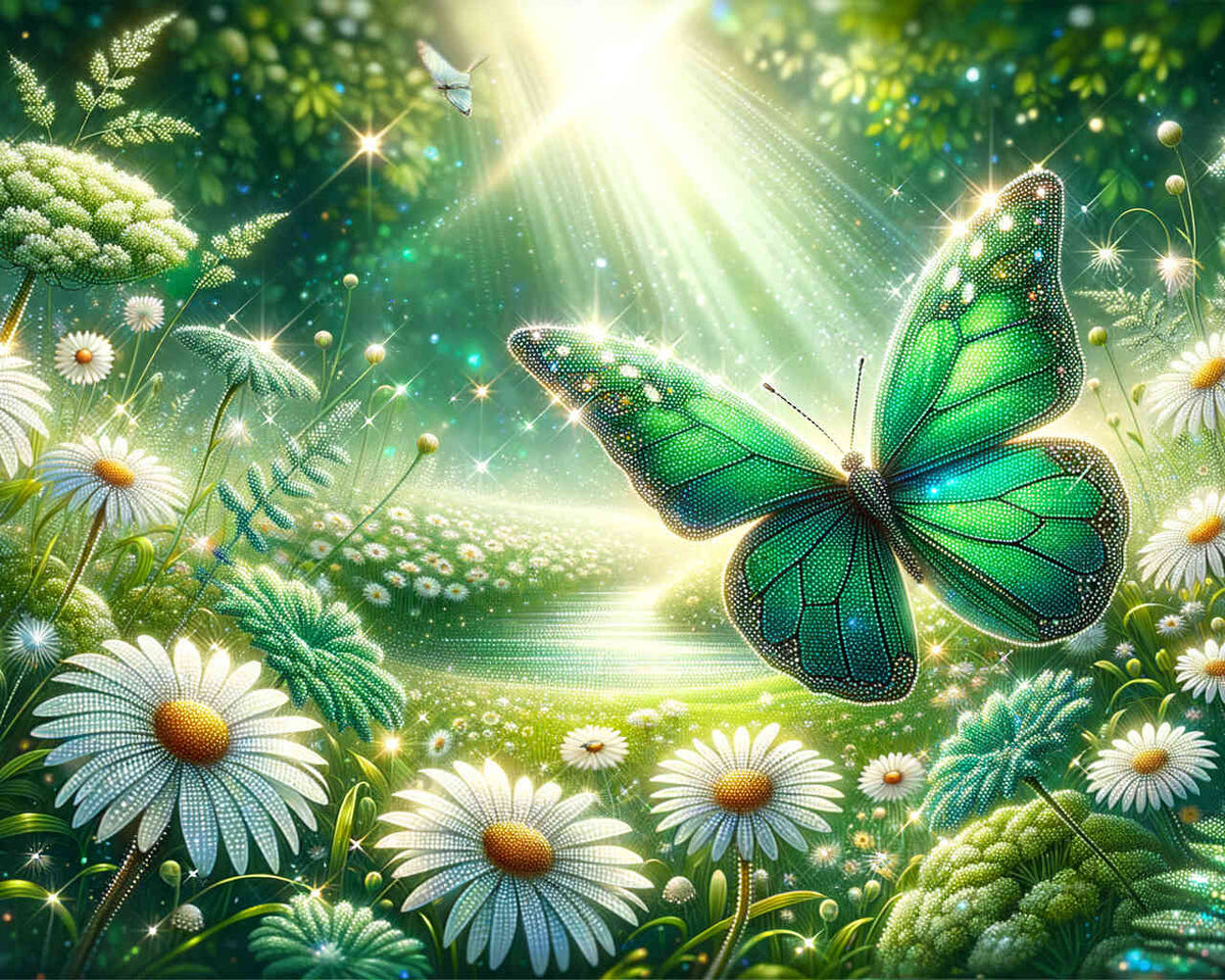 Butterfly in the Daisy Meadow — Diamond Painting Kit design
