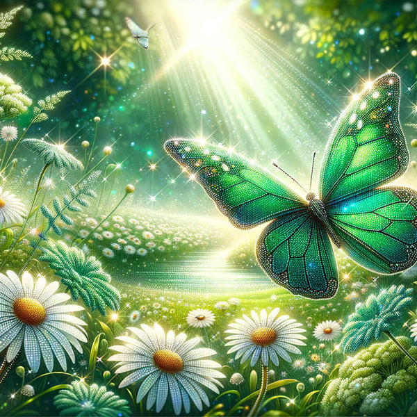 Butterfly in the Daisy Meadow — Diamond Painting Kit design