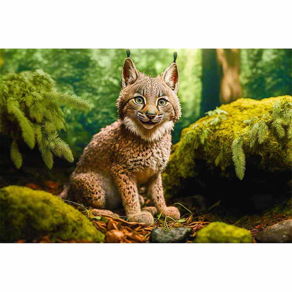 Lynx child in the forest — Diamond Painting Kit design