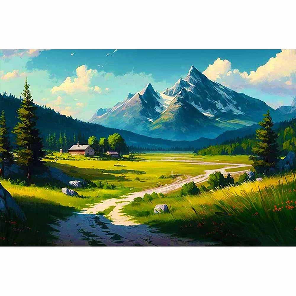 Hiking trail up the mountain — Diamond Painting Kit design