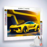 Yellow sports car — Diamond Painting Kit, product view 2