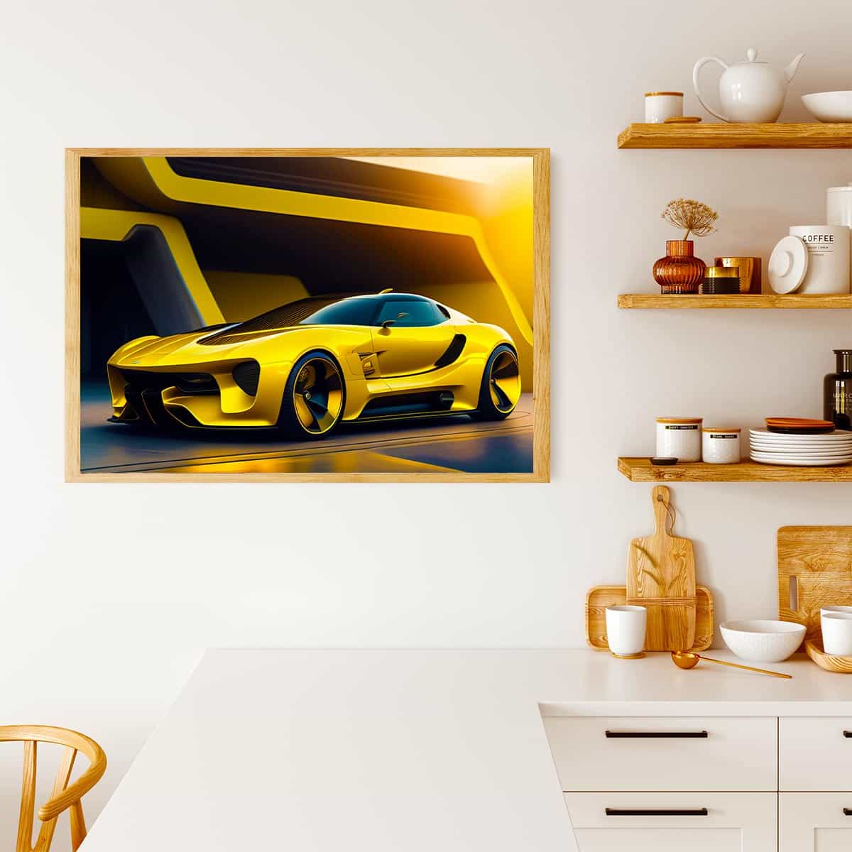 Yellow sports car — Diamond Painting Kit, product view 4