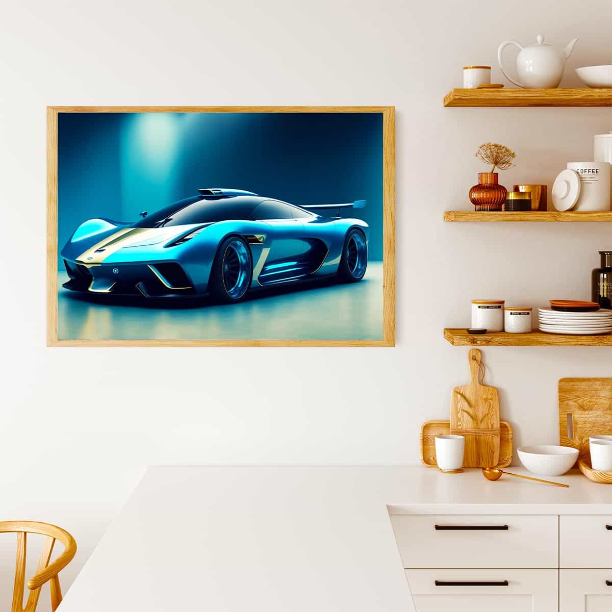 Blue sports car — Diamond Painting Kit, product view 4