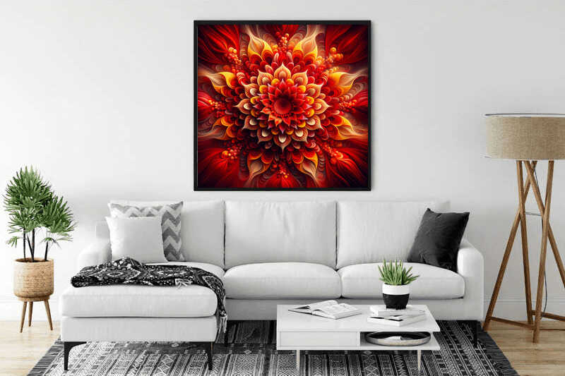 Mandala red flower — Diamond Painting Kit, product view 2