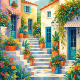 A Sun-Kissed Mediterranean Lane — Diamond Painting Kit design