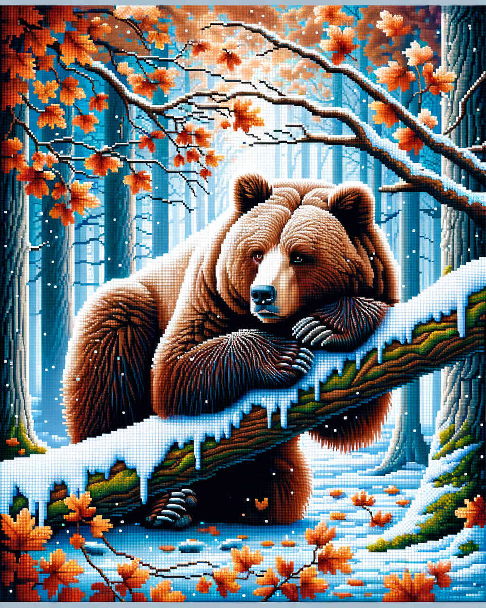 Brown Bear in a Tree — Diamond Painting Kit design