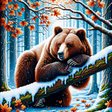 Brown Bear in a Tree — Diamond Painting Kit design
