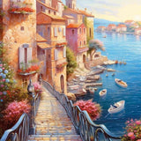 A Bridge by the Mediterranean Sea — Diamond Painting Kit design