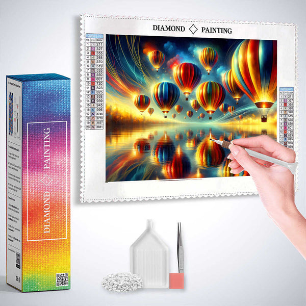 Hot Air Balloon Reflected in a Lake — Diamond Painting Kit, product view 3