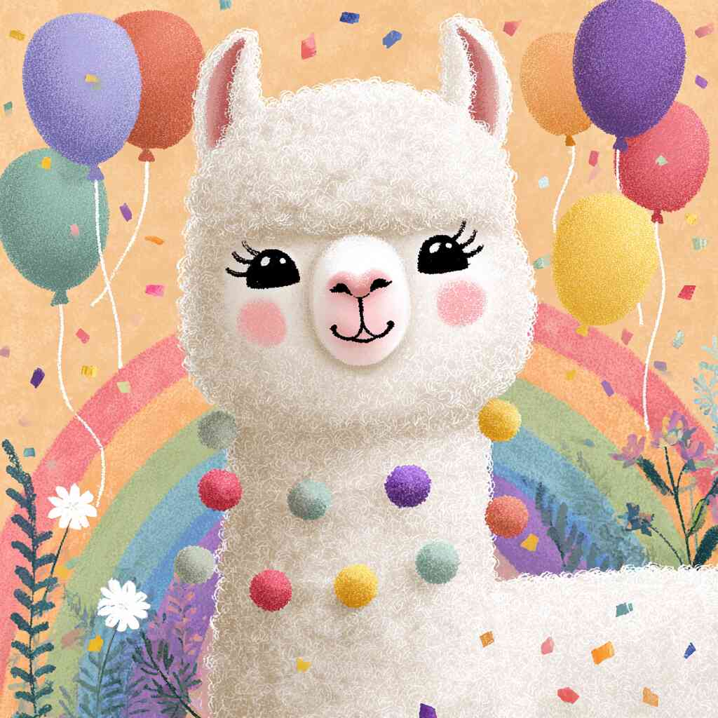 Rainbow Alpaca Joy — Diamond Painting Kit design