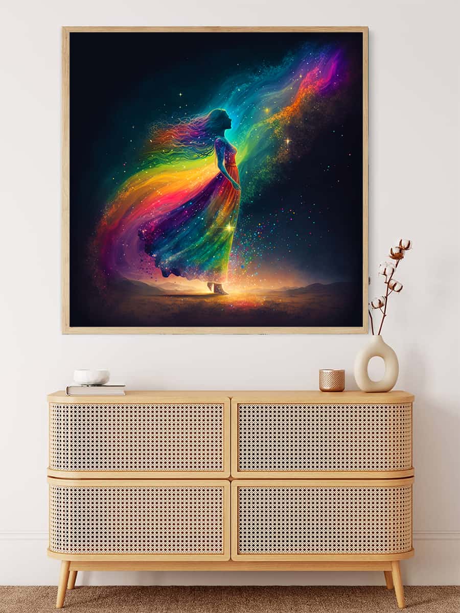 Woman Colorful Sideways — Diamond Painting Kit, product view 3