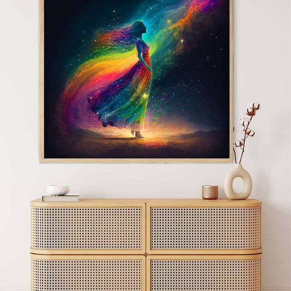 Woman Colorful Sideways — Diamond Painting Kit, product view 3
