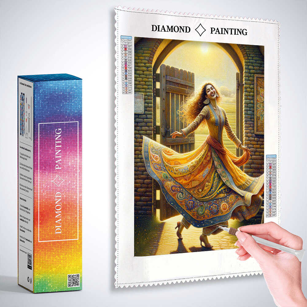 Woman at the gate — Diamond Painting Kit, product view 3