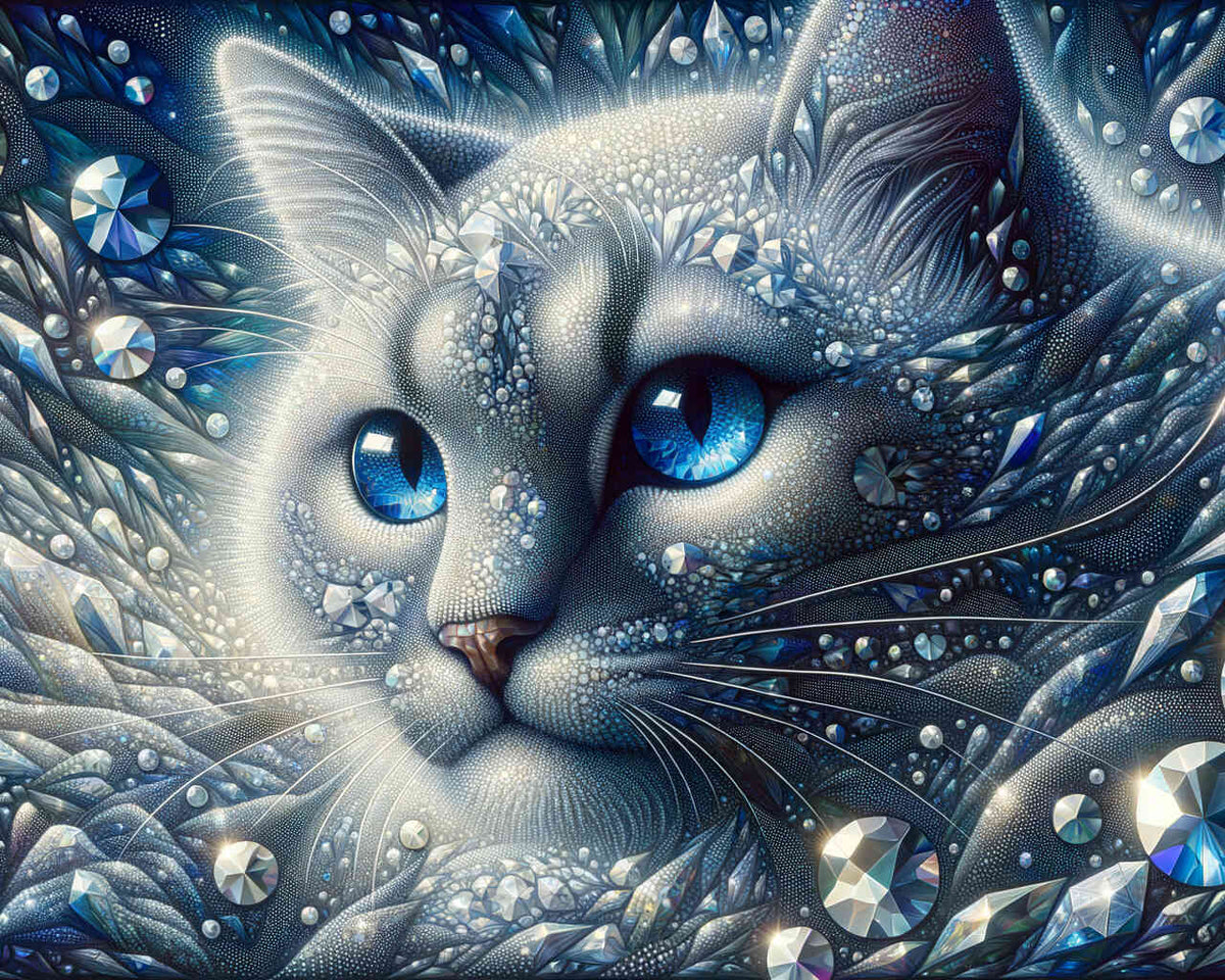 The Ice Cat Portrait — Diamond Painting Kit design