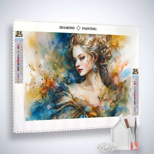 Abstract woman in dress — AB Diamond Painting Kit, product view 2