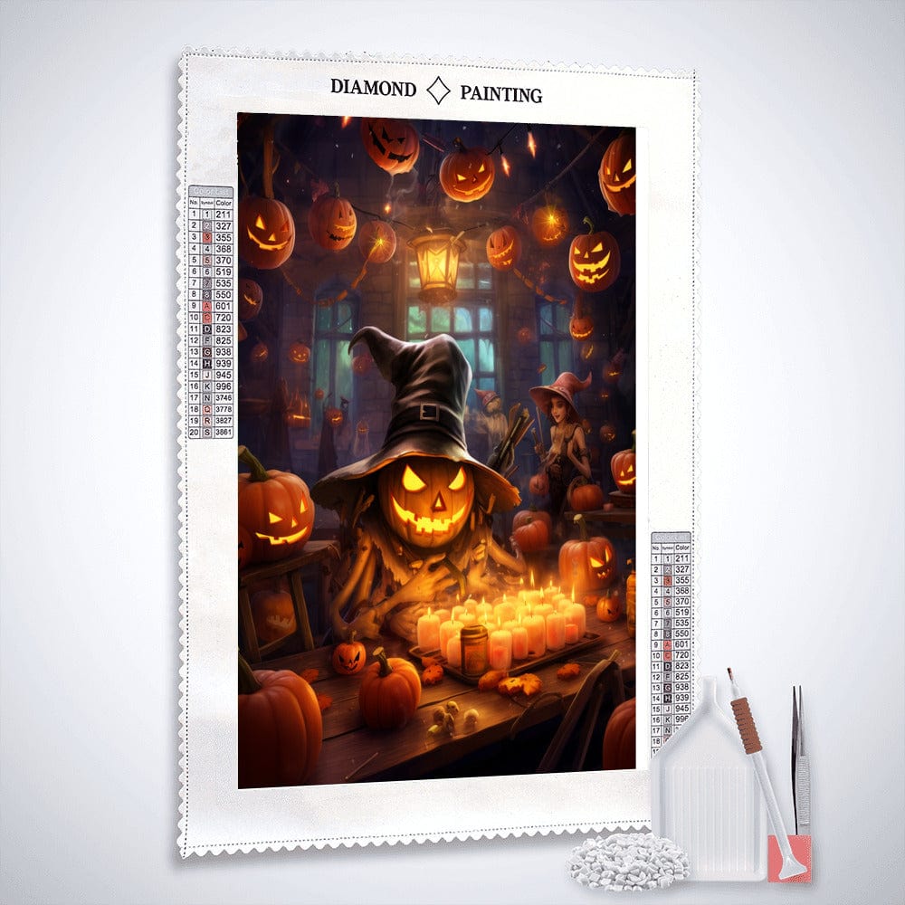 Happy Halloween, pumpkin and bat — Diamond Painting Kit, product view 2