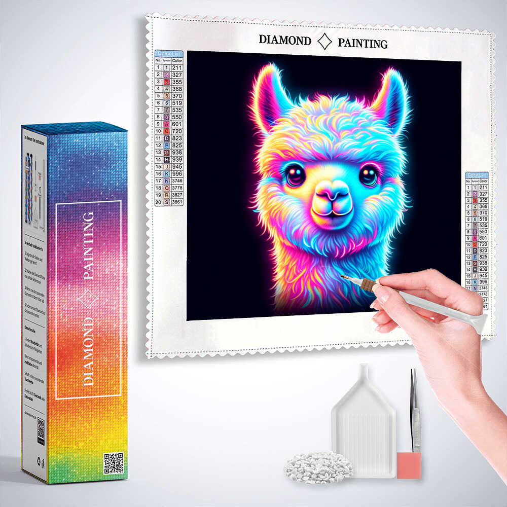 The Glowing Llama — Diamond Painting Kit, product view 3