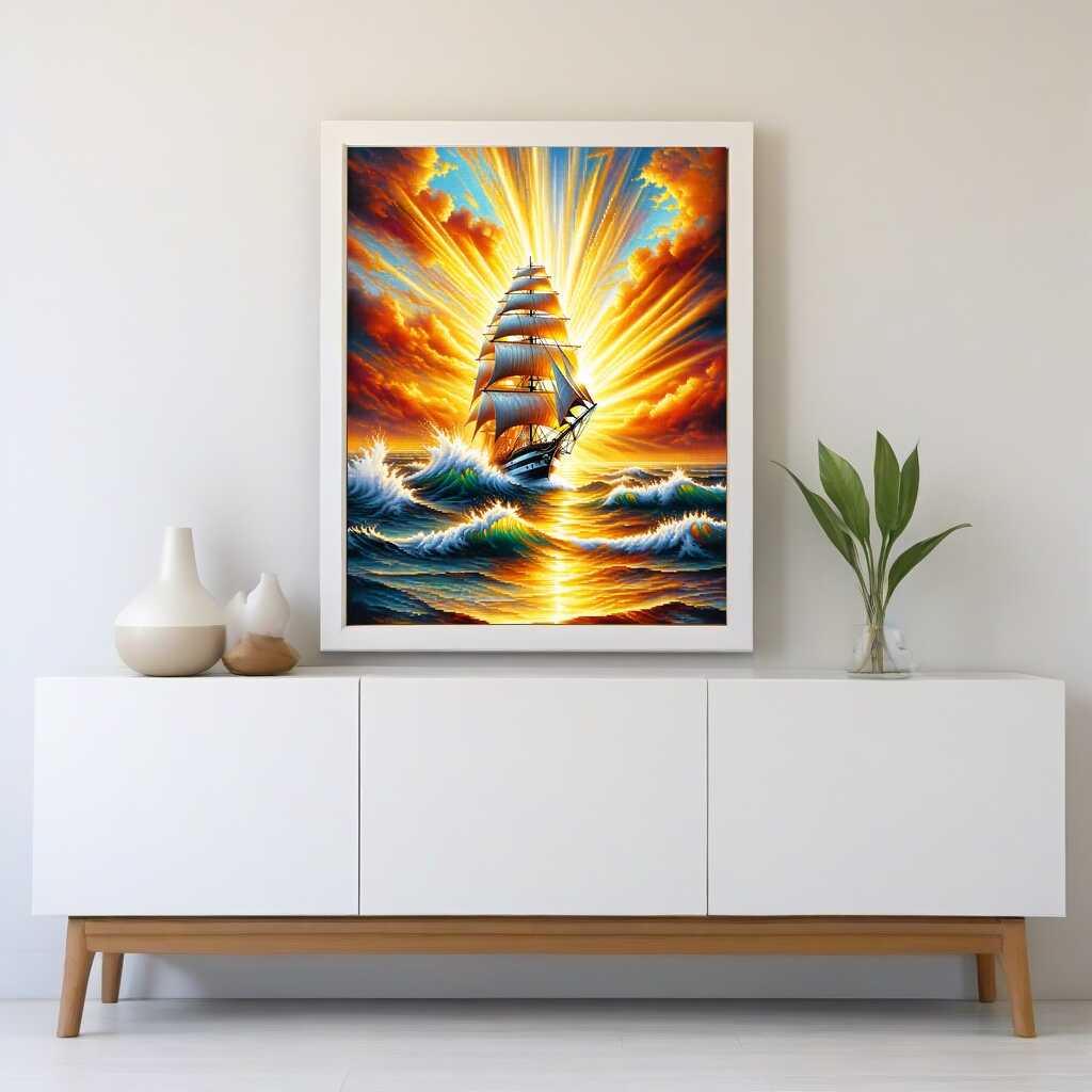 Sailboat in the sunlight — Diamond Painting Kit, product view 2