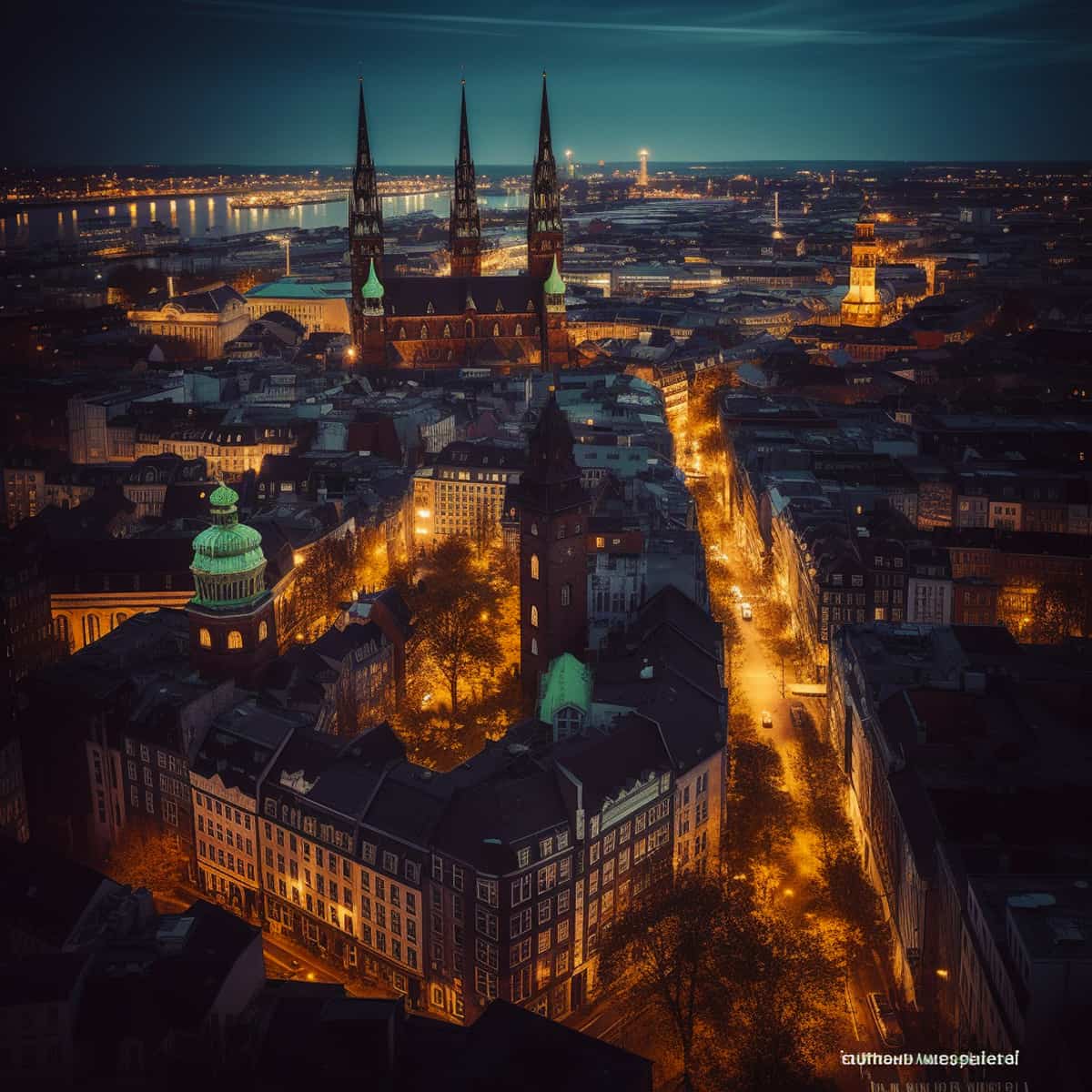 Hamburg by night — Diamond Painting Kit design