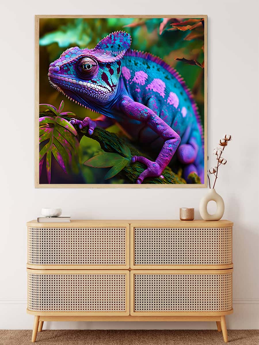 Purple blue chameleon — Diamond Painting Kit, product view 3