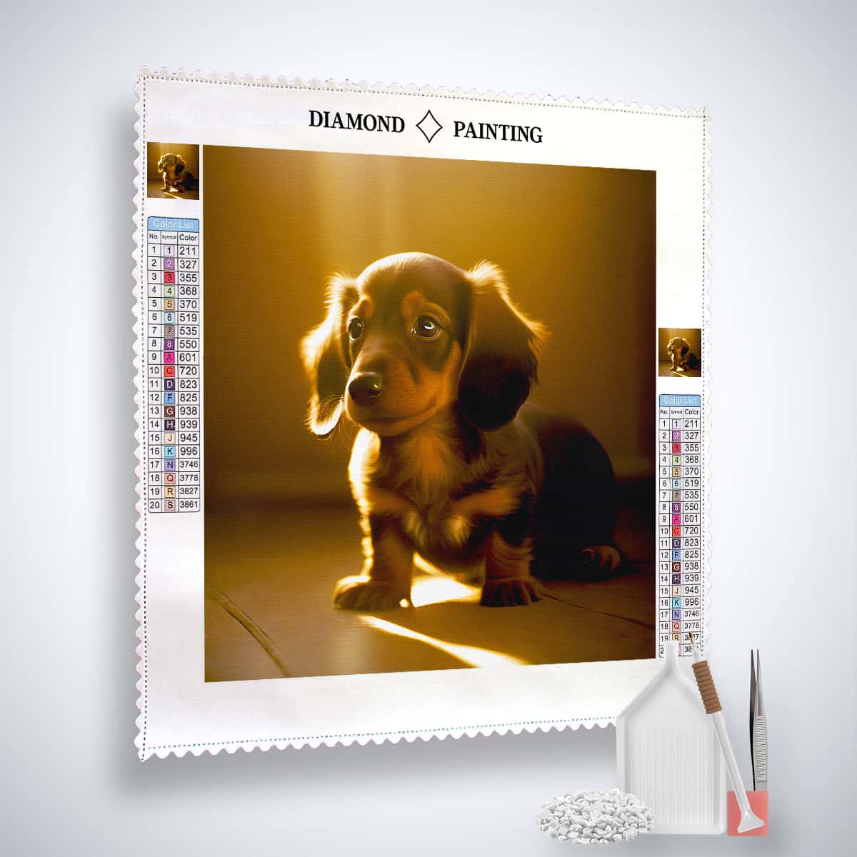 Dachshund in the sunshine — AB Diamond Painting Kit, product view 2