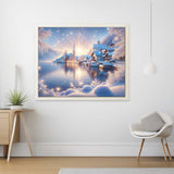 Winter Town beside the Lake — Diamond Painting Kit, product view 2