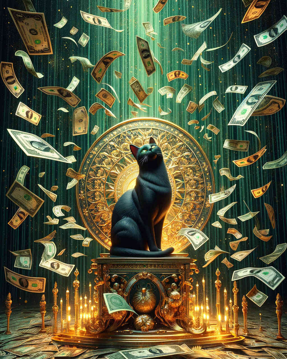 Money Rain Cat — Diamond Painting Kit design